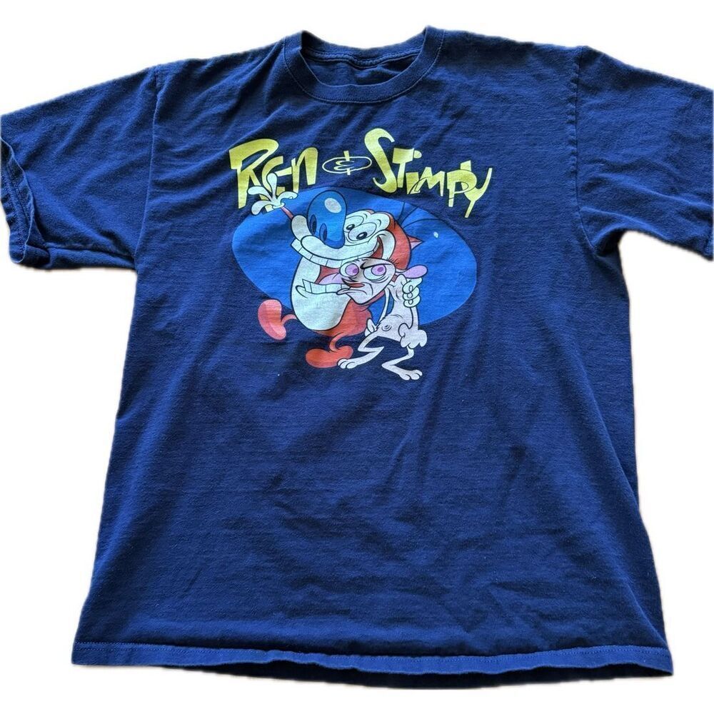 Ren and Stimpy Show Nickelodeon Cotton T Shirt Mens Size L 90's Vintage Retro